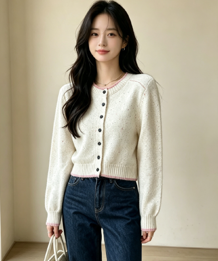가을 겨울 새로운 한 부서 다용도 그들 중 라운드 넥 니트 오픈 가디건 여성 스웨터 코트 트렌디