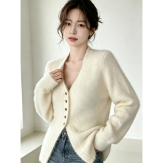 批发韩系秋冬新款小香风优雅水貂毛针织衫<b class='q'>外套</b>甜美气质毛衣上衣
