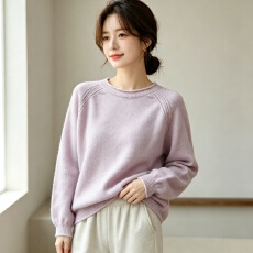 批发<b class='q'>甜美</b>温柔纯色套头针织衫上衣女软糯慵懒风毛衣女
