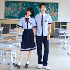 批发实拍 初中生班服毕业季短袖衬衫套装高中生合唱朗诵<b class='q'>演出</b>服