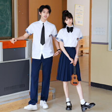 批发实拍 初中生班服毕业短袖衬衫套装合唱朗诵<b class='q'>演出</b>服马甲三件套