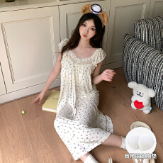 批发夏季新款小飞袖睡裙女莱赛尔自带凉感透气带胸垫可外穿甜美小清新