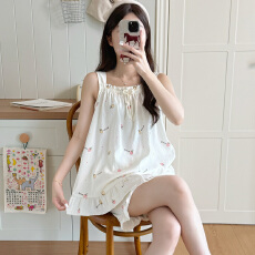 批发夏季女士款吊带花边领短裤睡衣云朵棉家居<b class='q'>服</b>田园少女风甜美清新风