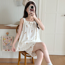 批发夏季女士款吊带花边领短裤睡衣云朵棉家居<b class='q'>服</b>田园少女风甜美清新风