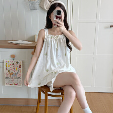 批发夏季女士款吊带花边领短裤睡衣云朵棉家居<b class='q'>服</b>田园少女风甜美清新风