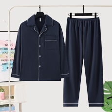 批发秋季新款<b class='q'>男士</b>家居服双长开衫翻领加肥加大码云朵棉舒适柔软感<b class='q'>睡衣</b>