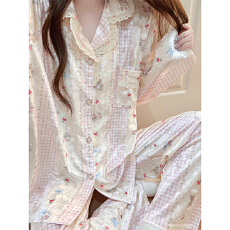 批发冬季新款女士双长花边开衫翻领金<b class='q'>丝绒</b>甜美公主风保暖舒适家居服