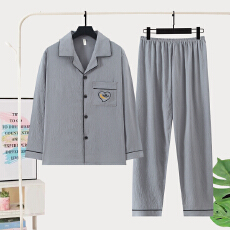 批发秋季新款男士双长开衫翻领<b class='q'>加肥</b><b class='q'>加大</b>家居服云朵棉舒适柔软简约睡衣