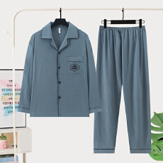 批发秋季新款男士双长开衫翻领<b class='q'>加肥</b><b class='q'>加大</b>家居服云朵棉舒适柔软简约睡衣