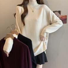 批发实拍<b class='q'>大码</b>女装遮肚子半高领加厚打底毛衣女秋冬胖mm中长款针织上衣