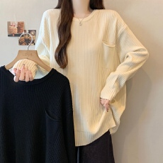 批发实拍2025秋冬大码胖mm慵懒风正肩针织衫女显瘦<b class='q'>中长款</b>打底毛衣上衣