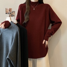 批发实拍~慵懒风<b class='q'>中长款</b>打底针织<b class='q'>毛衣</b>女2025秋冬大码胖mm半高领内搭