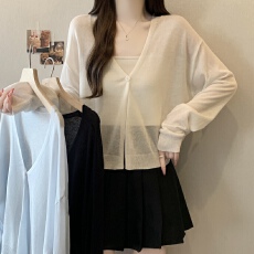 批发实拍薄款冰丝针织防晒<b class='q'>开衫</b>外套女2026夏<b class='q'>大码</b>胖mm吊带裙外搭空调衫