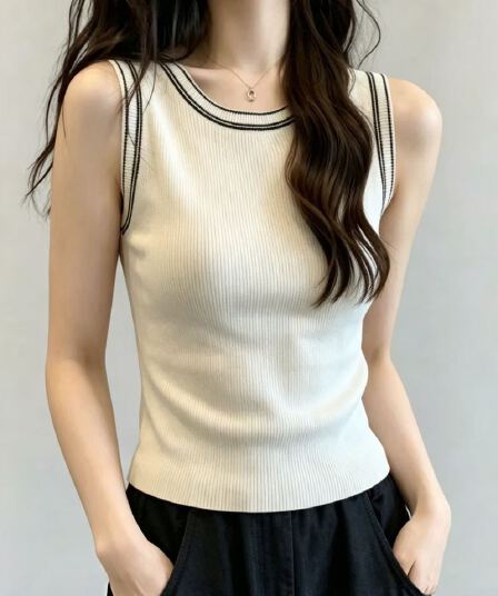 실사 빅 사이즈 여성 의류 지방 mm 2026 봄 여름 새로운 니트 외부 전기 정장 인사이드 가져 가라. 만나는 민소매 조끼 맨위