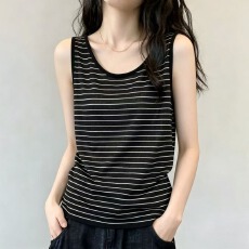 批发实拍~<b class='q'>大码</b>软糯舒服清凉透气垂感显瘦薄款条纹内搭无袖<b class='q'>吊带</b><b class='q'>背心</b>女