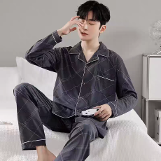 批发L-4XL统一价 <b class='q'>男</b>士睡衣仿棉开衫中老年大码<b class='q'>男</b>装家居服<b class='q'>长袖</b>直播高品