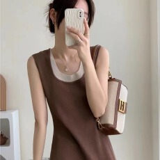 孕妇装无袖冰丝针织背心裙子夏季简约百搭哺乳连衣裙