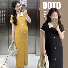 孕妇装夏季新款针织连衣裙韩版宽松大码外出哺乳连衣裙