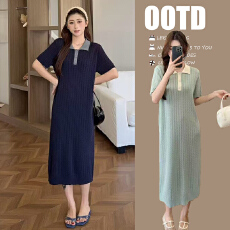 批发实拍 孕妇装夏季翻领针织连衣裙时尚辣妈<b class='q'>外出</b><b class='q'>哺乳衣</b>