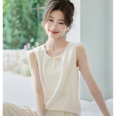 批发简约圆领新中式盘扣衬衫2025夏季新款通勤时尚百搭女衬衫