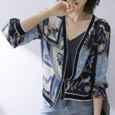 批发2026春秋新款真丝女士短外套防晒服薄款外套<b class='q'>桑蚕丝</b>开衫潮ins<b class='q'>上衣</b>