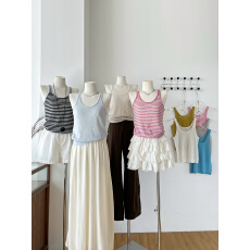 批发多巴胺纯色U领螺纹<b class='q'>吊带</b><b class='q'>背心</b>女春夏季新款修身显瘦外穿小个子上衣