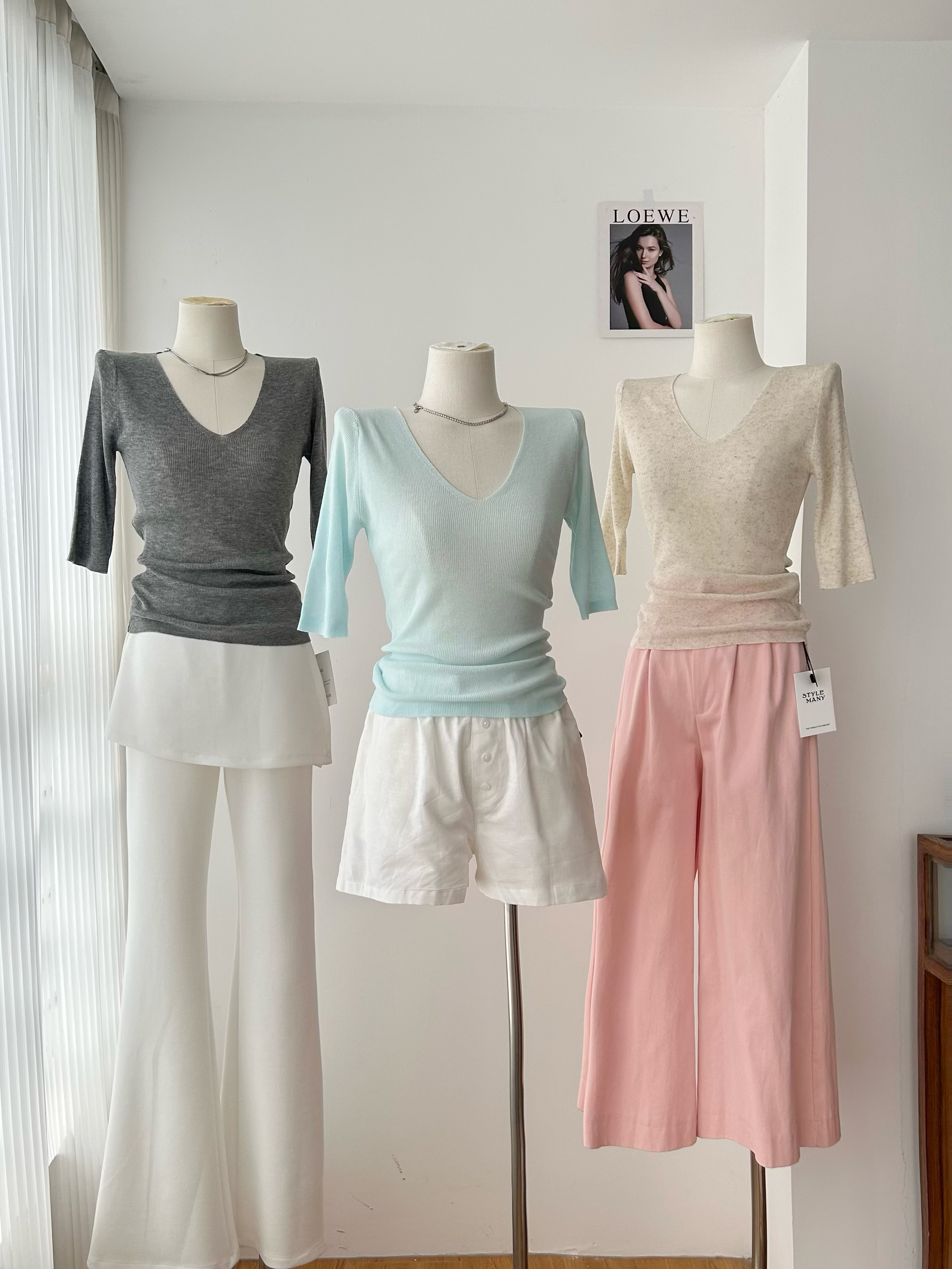 jmshop 부드러운 보이는 순수한 욕망 섹시함 V넥 주간 실크 아마 니트 티셔츠 여성 부드러운 찹쌀 다용도 슬림해 보이는 맨위