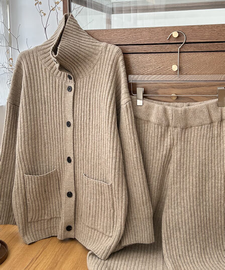 skk store 느긋한 look 오래된 돈 바람 한 부서 터틀넥 단추 스웨터 코트 두꺼운 오픈 가디건 긴 바지 여성