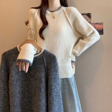 批发实拍2025秋冬新款<b class='q'>大码</b>女装<b class='q'>韩版</b>宽松慵懒风加厚内搭毛衣打底针织衫