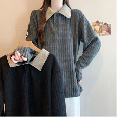 批发<b class='q'>实拍</b>2026春季新款<b class='q'>大码</b>女时尚复古小香风鱼骨纹千鸟格显瘦衬衫上衣