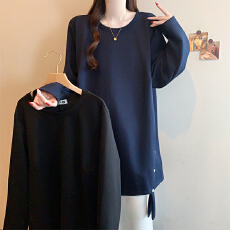 批发实拍2026春季新款大码女装韩版时尚宽松显瘦纯色百搭<b class='q'>中长款</b><b class='q'>T</b><b class='q'>恤</b>裙