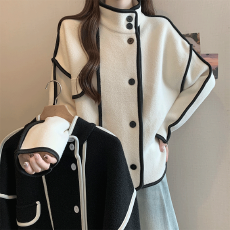 批发实拍2026秋冬新款大码女装时尚气质设计撞色百搭<b class='q'>韩国</b>绒上衣外套