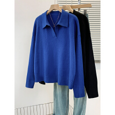 批发实拍大码女装2025<b class='q'>秋</b>冬新款韩版宽松针织衫V领慵懒风套头毛衣上衣