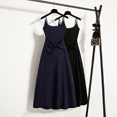 批发实拍<b class='q'>大码</b>女装2026夏新款纽结腰精裙短袖<b class='q'>连衣裙</b>收腰显瘦吊带<b class='q'>连衣裙</b>