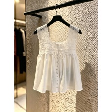 批发法式白色蕾丝方领无袖上衣女夏季<b class='q'>宽松</b>镂空吊带娃娃衫短款背心衬衫