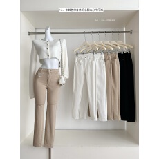 批发基础百搭显瘦显腿长卡其色牛仔裤<b class='q'>弹力</b>提臀紧身小脚<b class='q'>铅笔裤</b>