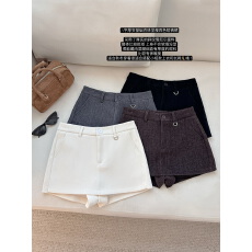 批发厚实斜纹料短裙裤女秋冬基础百搭<b class='q'>显瘦</b>四色中高腰短裤