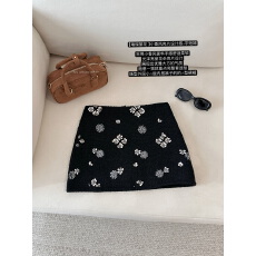 批发璀璨繁花 小香风<b class='q'>半身裙</b>女设计感<b class='q'>裙</b>子高腰a<b class='q'>字</b>包臀<b class='q'>裙</b>短<b class='q'>裙</b>