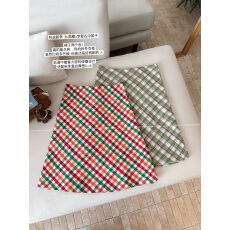 批发彩虹格中长半身裙女2025新款高腰a字遮胯复古显瘦裙子