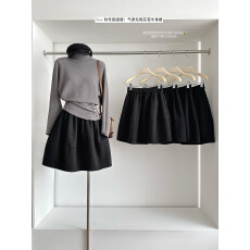 批发气质毛呢花苞半身裙女不过膝中长A字伞裙秋<b class='q'>冬</b>季