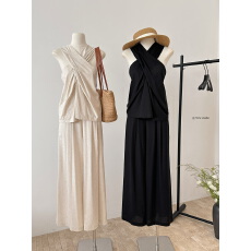 批发轻熟风交叉设计感背心阔腿裤套装女2026春夏宽松垂感<b class='q'>时尚</b>两件套