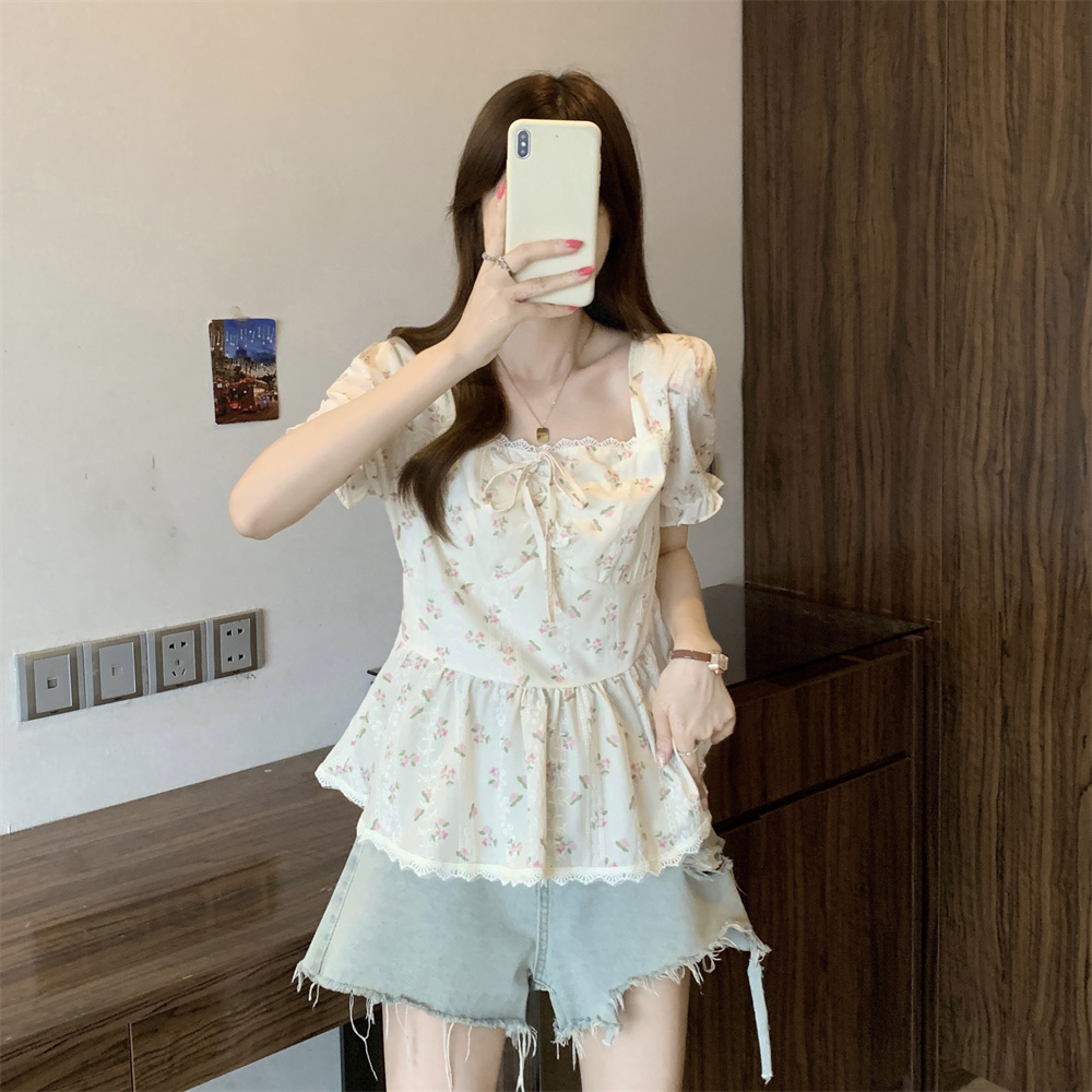 빅 사이즈 디자인 센스 작은 대중 Chic 고유 한 셔츠 여성 의류 여름 고급 센스 셔츠 지방 mm 슬림해 보이는 다용도 맨위