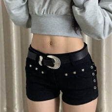 批发夏季新款设计感百搭美式女辣妹低腰牛仔<b class='q'>短裤</b>弹力修身显瘦包臀<b class='q'>热裤</b>
