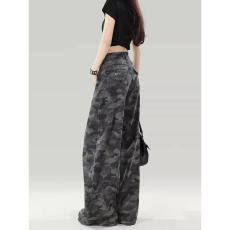 批发<b class='q'>迷彩</b>牛仔<b class='q'>裤</b>女2026年秋冬季新款美式高街高腰宽松显瘦拖地阔腿<b class='q'>裤</b>子