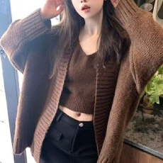 批发吊带背心<b class='q'>针织衫</b>两件套时尚软糯慵懒风毛衣<b class='q'>开衫</b>外套<b class='q'>女</b>秋冬2026新款