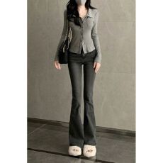 批发高腰<b class='q'>微喇</b><b class='q'>牛仔裤</b>女春秋冬季新款弹力修身显瘦喇叭裤<b class='q'>微喇</b>马蹄裤子潮