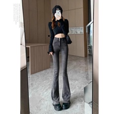批发黑灰色高腰<b class='q'>牛仔裤</b>女修身春新款<b class='q'>韩版</b>紧身弹力显瘦百搭铅笔小脚裤子