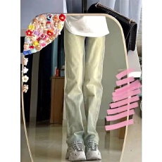 批发做旧直筒裤宽松黄泥牛仔裤女美式复古高街水洗显瘦拖地<b class='q'>裤子</b>潮ins