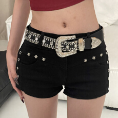 批发黑色紧身包臀牛仔超短裤女辣妹夏季美式修身<b class='q'>显瘦</b>小个子运动热裤子