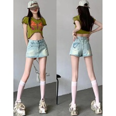批发美式<b class='q'>复古</b>水洗高腰牛仔半身裙女夏季2026新款辣妹裙裤裙子包臀短裙